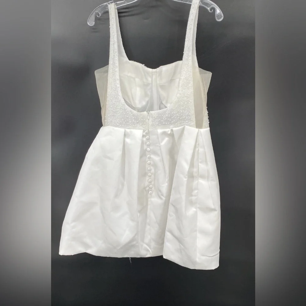 Women's White Elegant Mini Corset Bridal Reception Dress - Picture 3 of 3